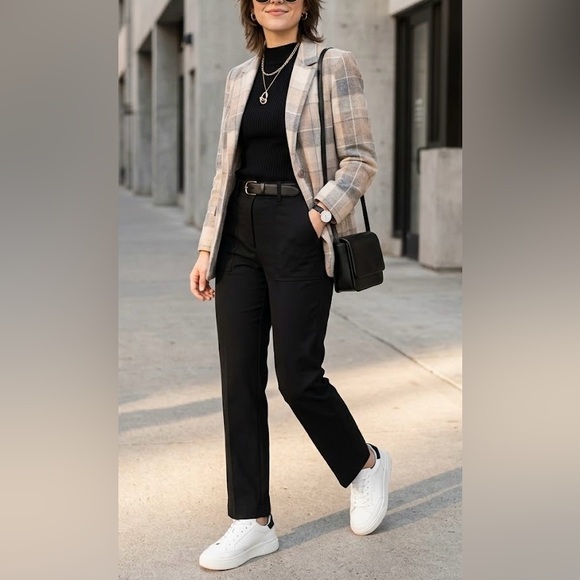 VTG 70s Jr. Things Plaid Wool Blend Blazer ILGWU Made in USA Academic Boho - Picture 14 of 14